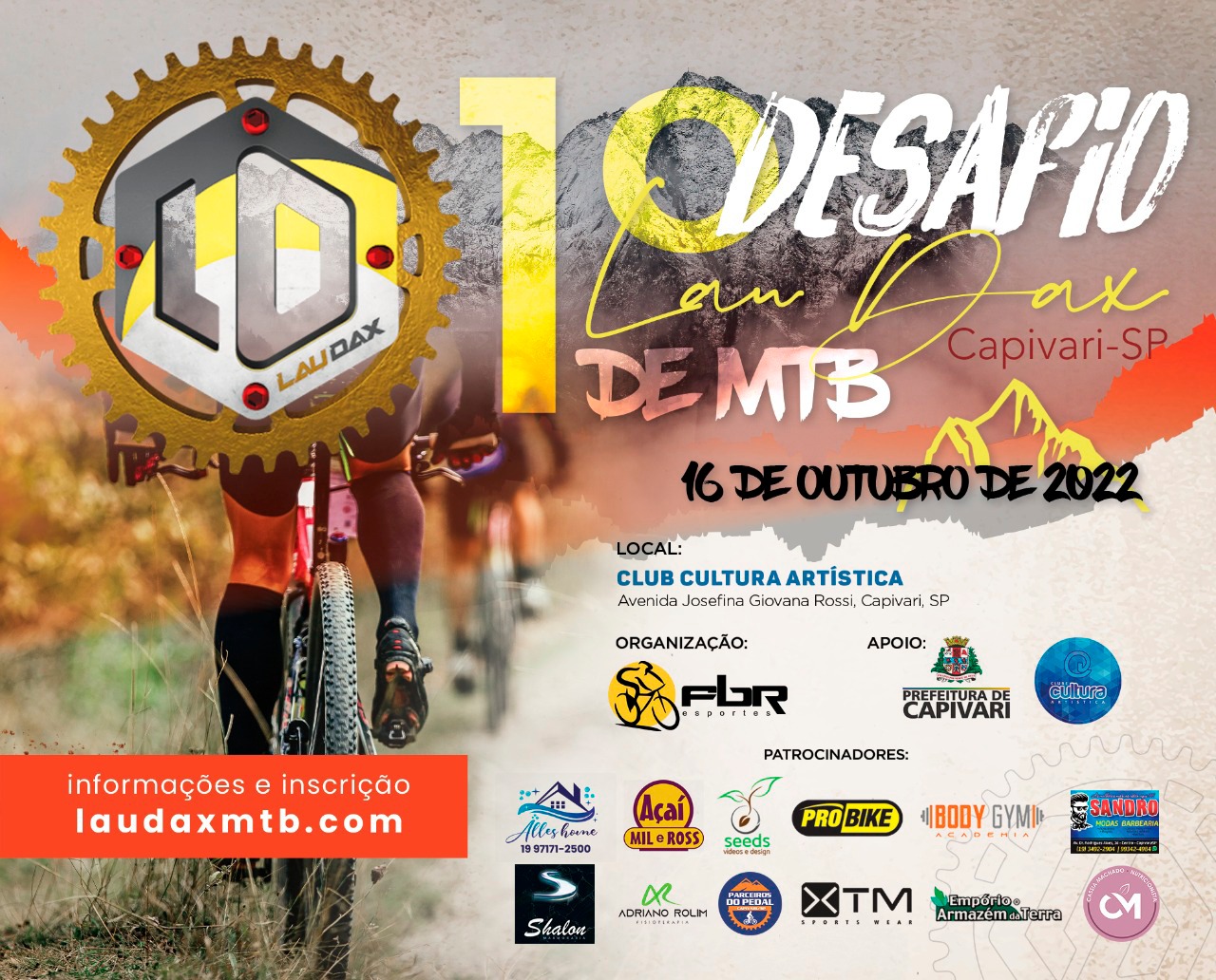 1º Desafio Lau Dax de MTB de Capivari será realizado no próximo domingo, dia 16 de outubro