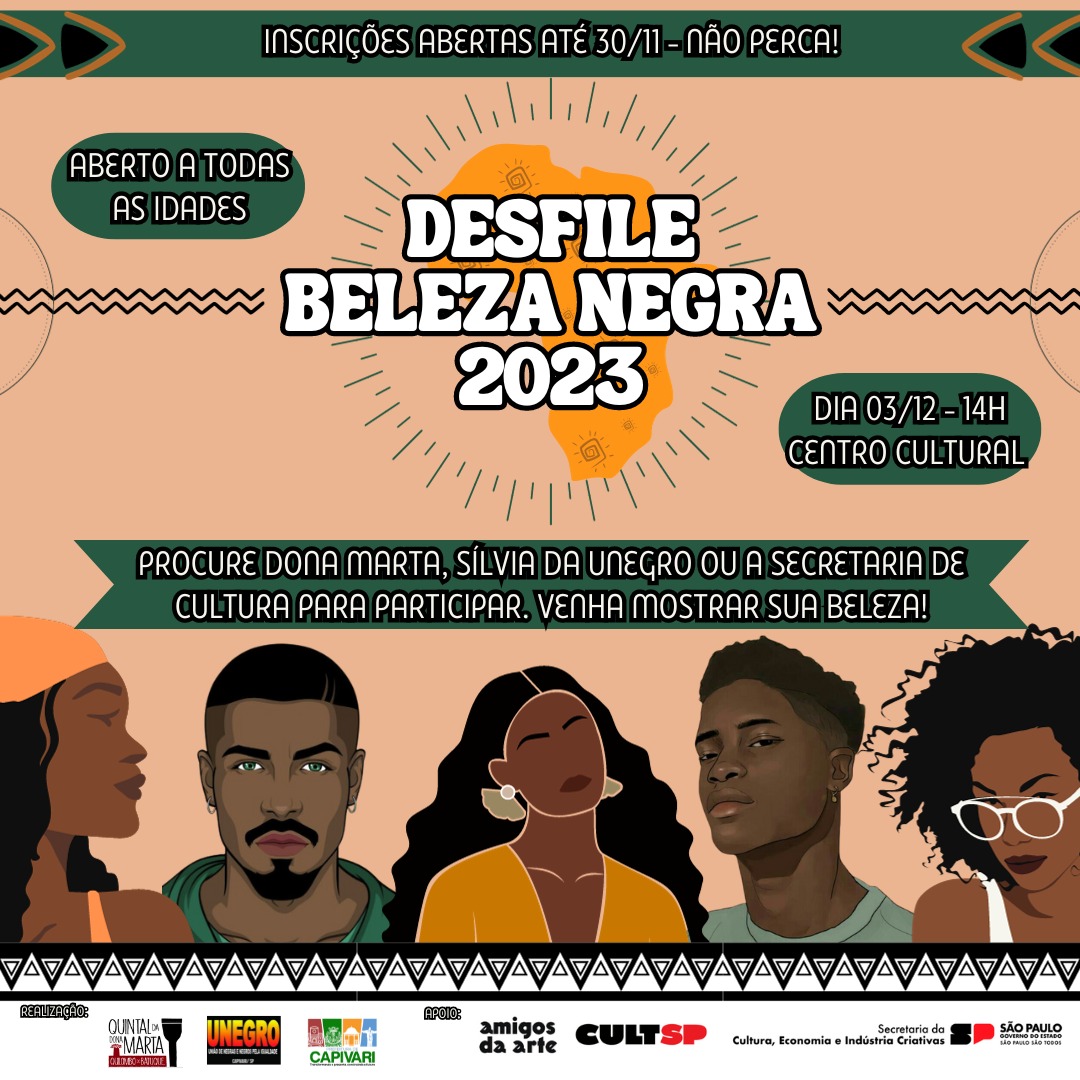 Centro Cultural de Capivari vai ser palco de “Desfile Beleza Negra 2023” no próximo domingo