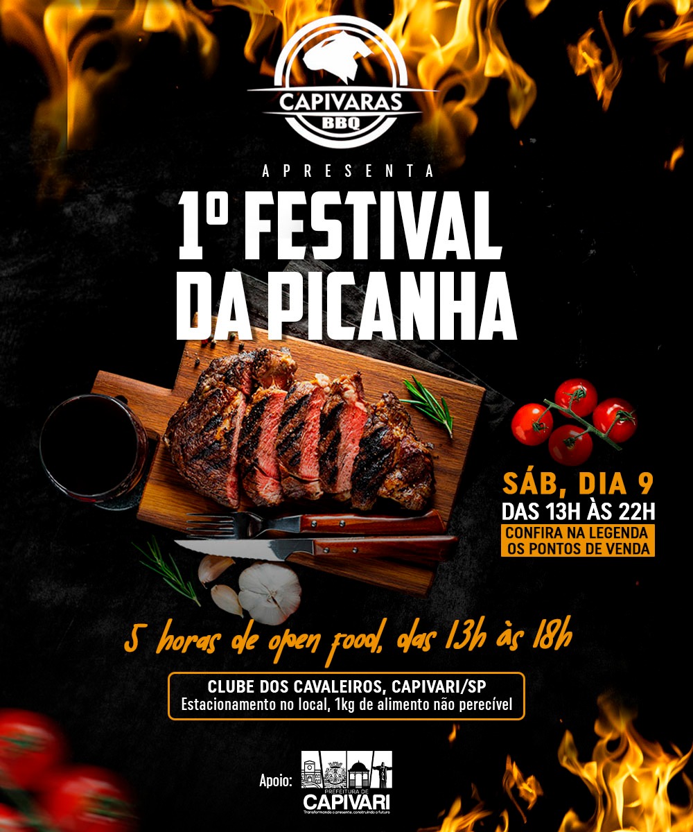 Capivari recebe no próximo sábado o “1º Festival da Picanha” no Clube dos Cavaleiros