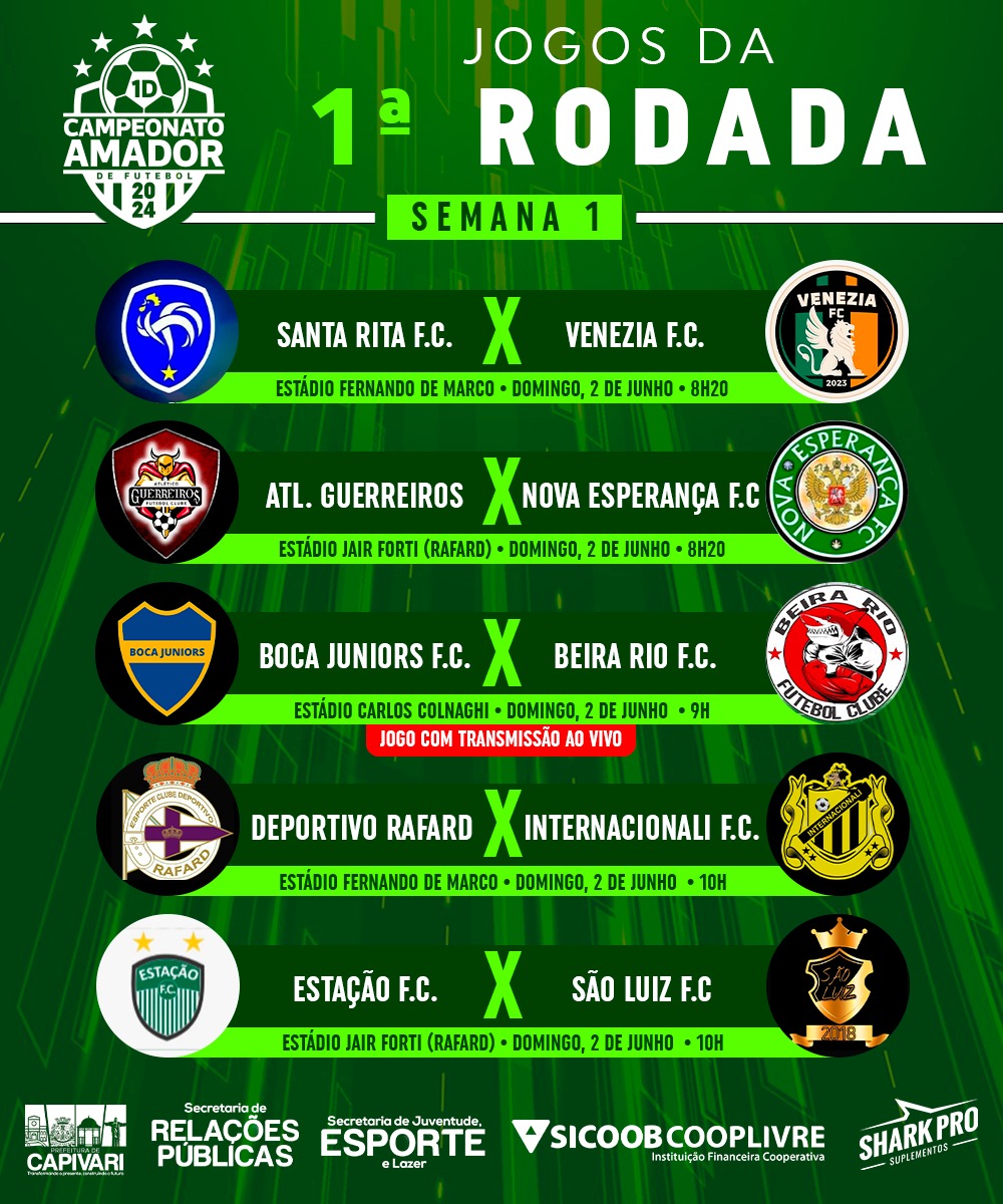 Primeira e segunda divisão do Campeonato Amador de Futebol começam neste fim de semana