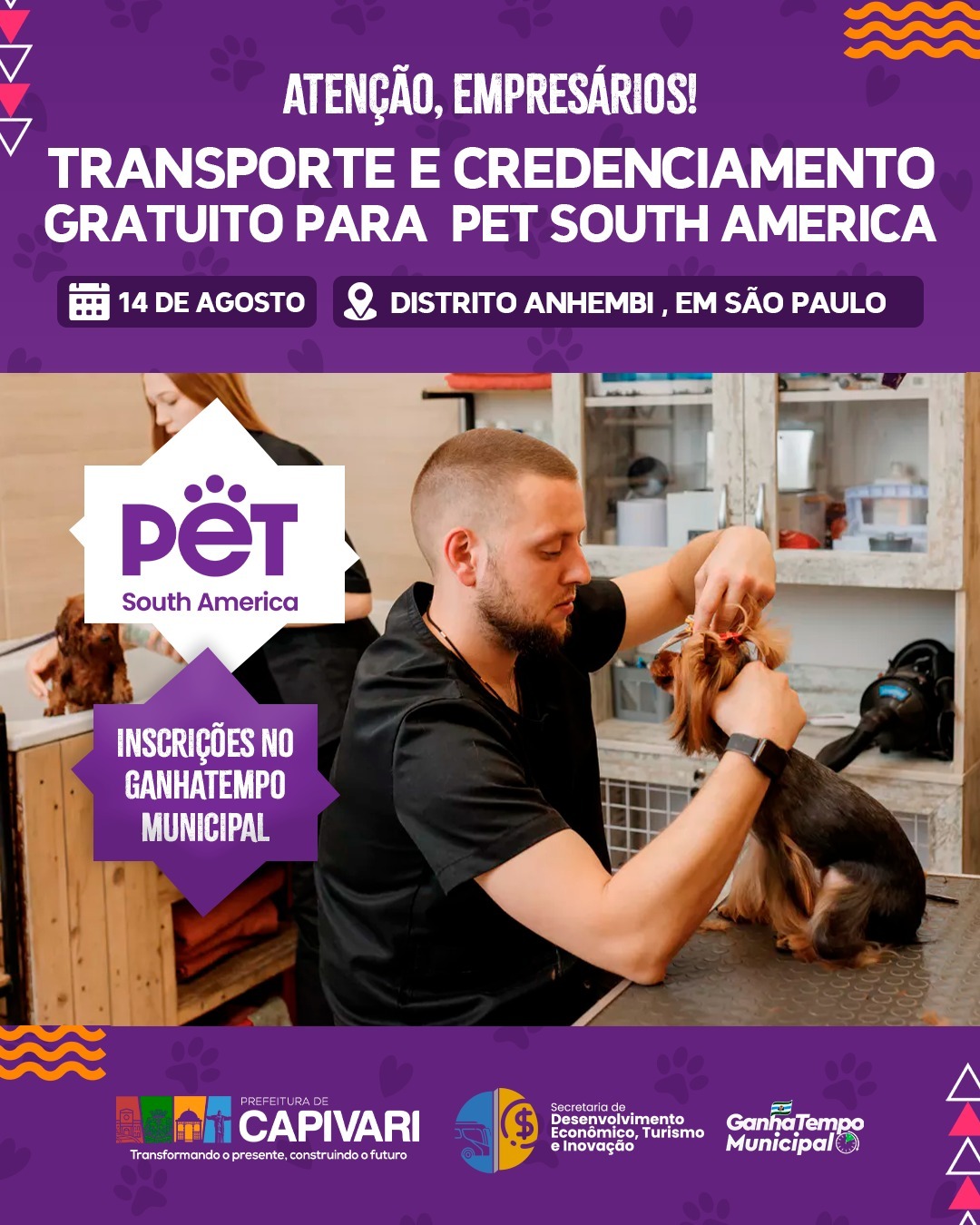 Prefeitura de Capivari oferece transporte e credenciamento gratuito para a ‘Pet South America 2025’