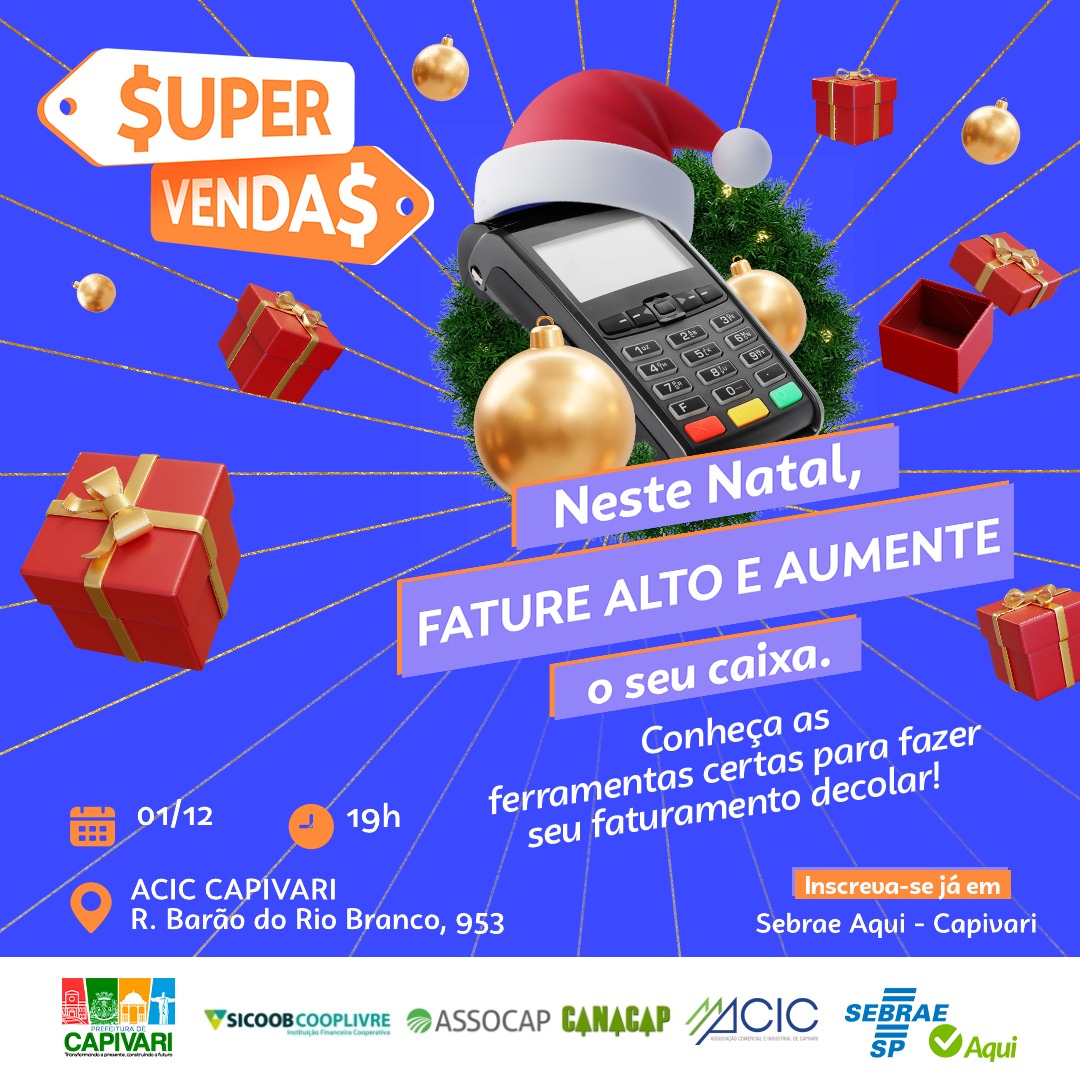 SebraeAqui Capivari oferece oficina sobre vendas para as festas de fim de ano de forma gratuita