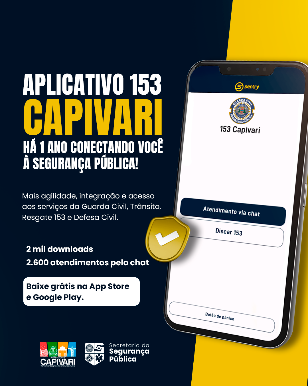 Aplicativo “153 Capivari” completa um ano ampliando o acesso aos serviços de segurança pública