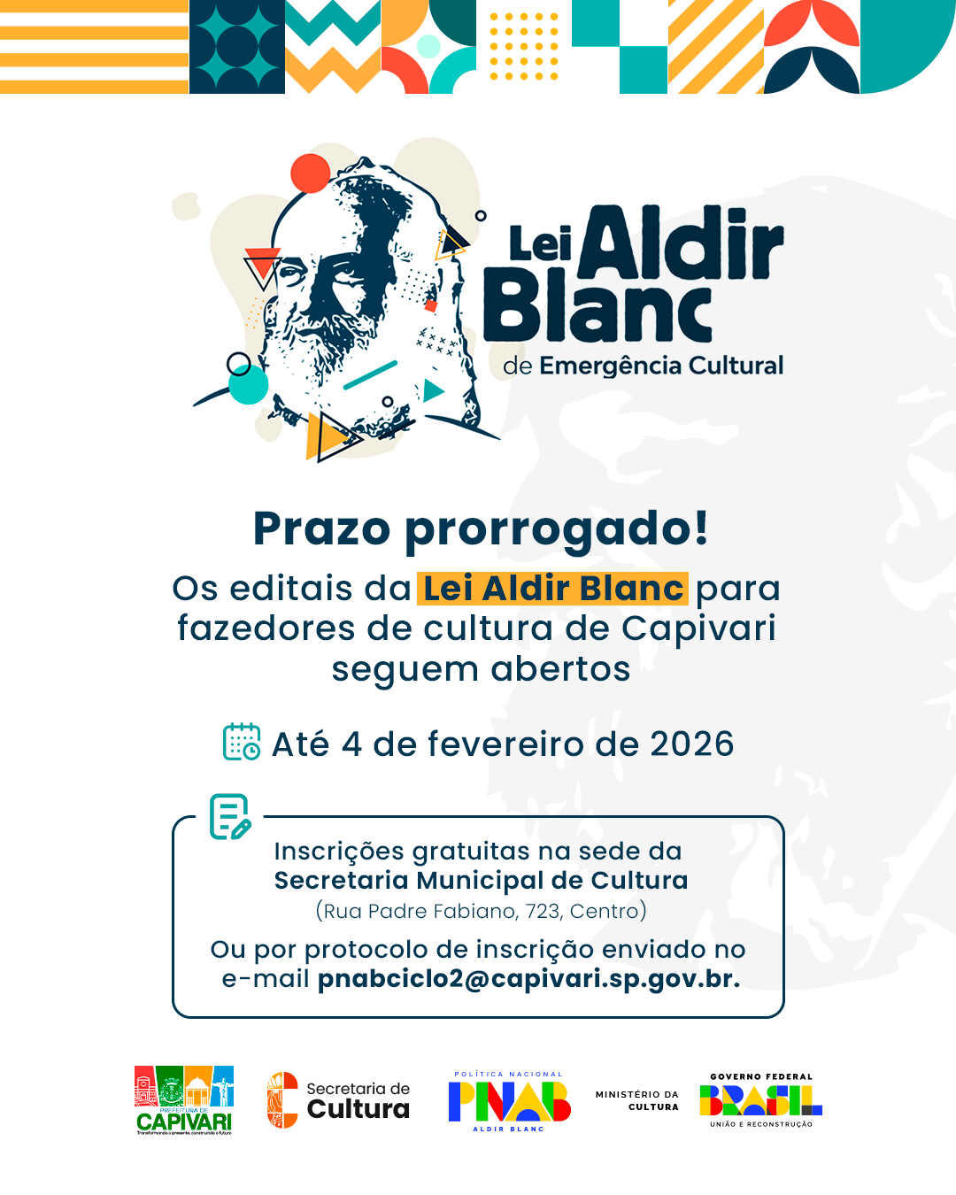 Secretaria de Cultura prorroga inscrições para editais da Lei Aldir Blanc