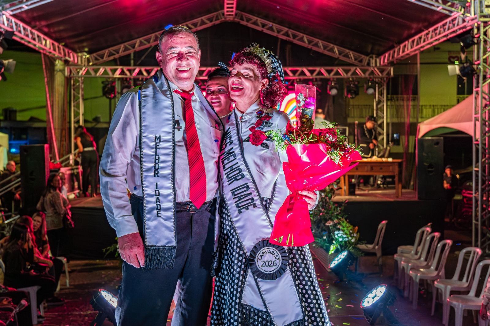 Selma Araújo Ferreira Cruge e Nilton Cruge são coroados Miss e Mister Melhor Idade 2026